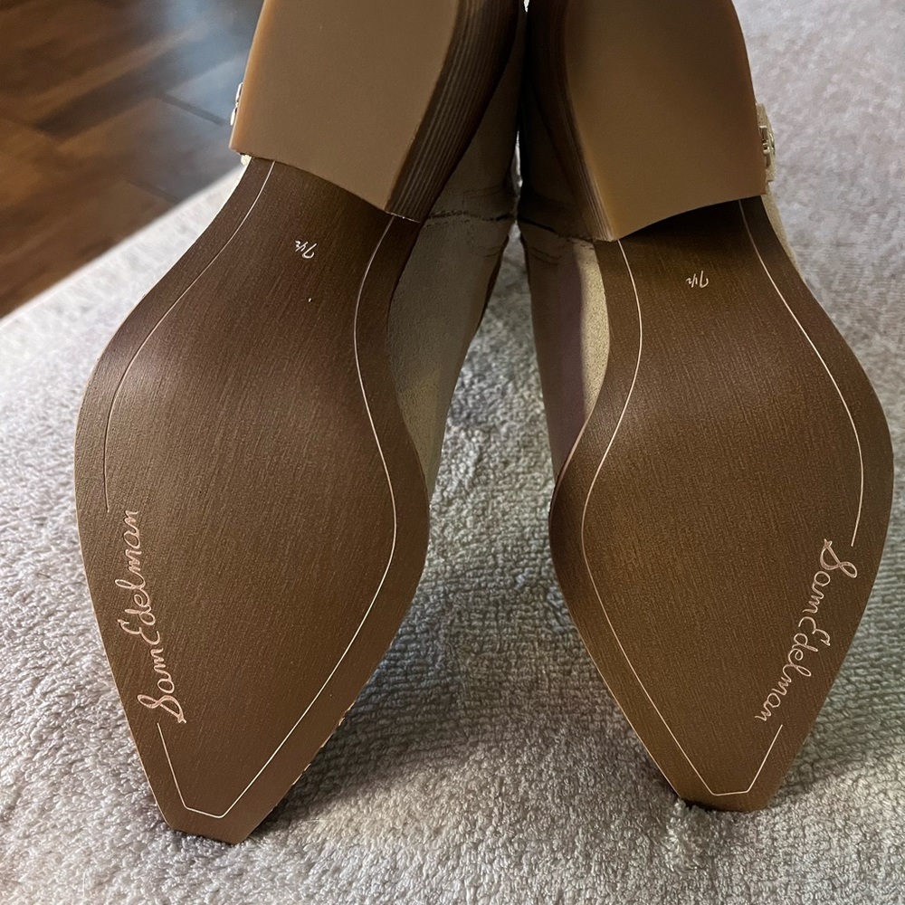 Sam Edelman Tan Heeled Boots with Western Flair - Picture 3 of 6